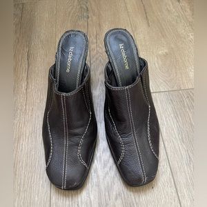 Liz Claiborne Flex Brown Leather Slip-On Mules